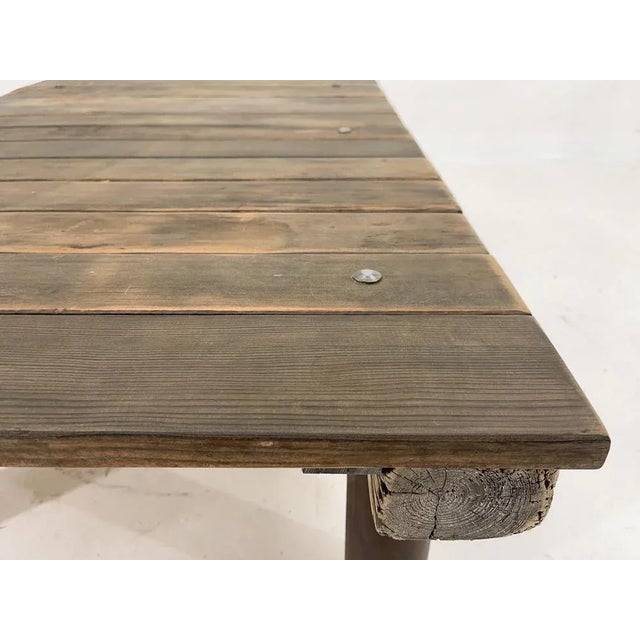 Brown Vintage Industrial Wood & Iron Coffee Table, 1950s For Sale - Image 8 of 12