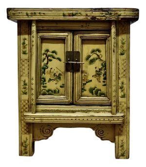 Chinoiserie Cream Lacquered Cabinet, 1890s