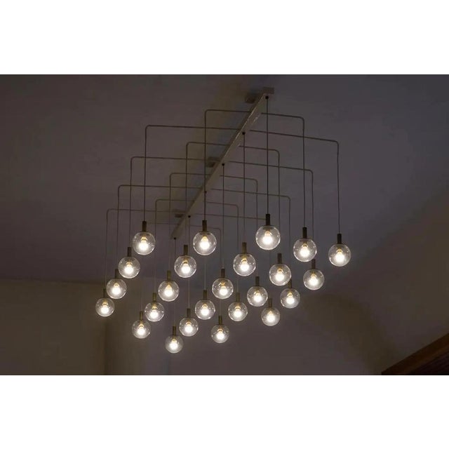 Mid-Century Modern Chandelier in Metal and Patinated Brass, 1950s For Sale - Image 3 of 15