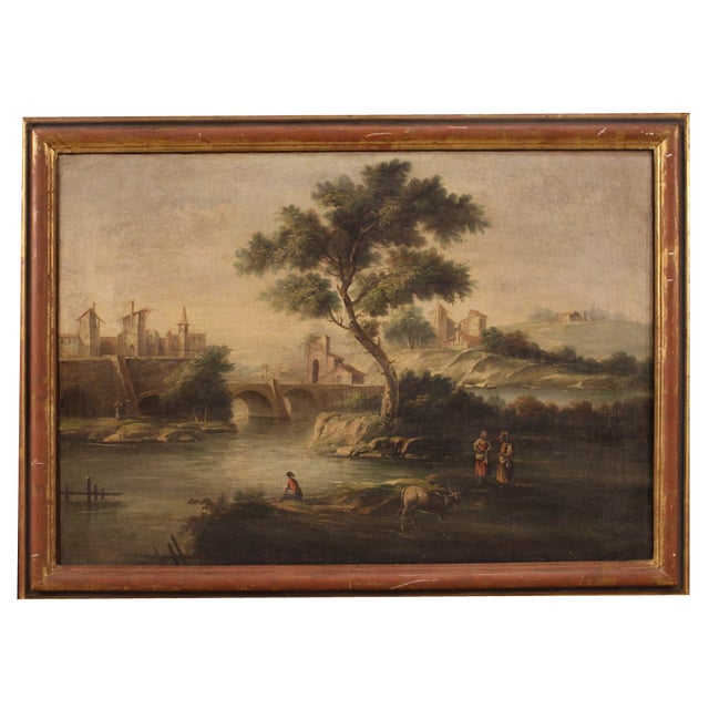 Rustic Landscape, Mid-20th Century, Oil on Canvas, Framed For Sale