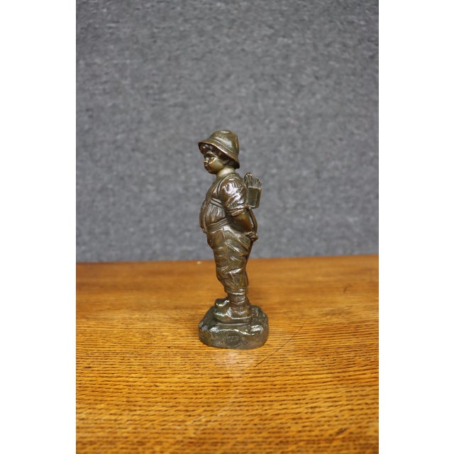 Early 20th Century Bronze “Petite Courage” Boy by Giuseppe M. Piccole For Sale - Image 5 of 10