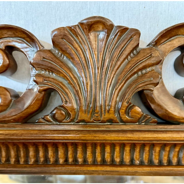 Baroque Large Ornate Hand Carved Wood Wall Mirror For Sale - Image 3 of 5