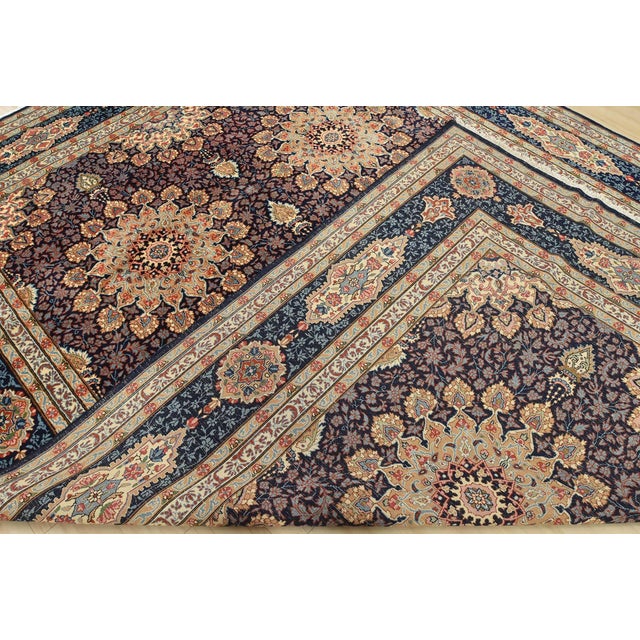 Kerman Rug 9’9” X 13’8” Blue Wool Vintage Traditional Hand-Knotted Carpet For Sale - Image 14 of 15