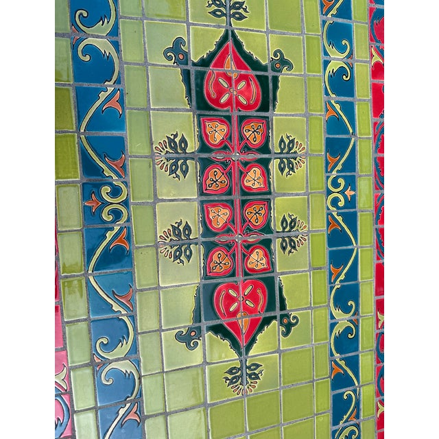 Metal 1990s Contemporary Tuscan Style Tile & Iron Bar Table For Sale - Image 7 of 7