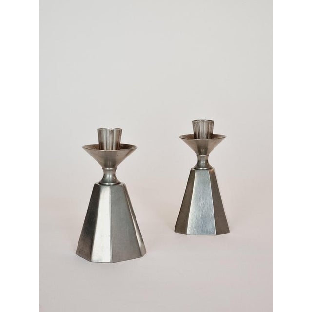 Metal Vintage Swedish Candleholders in Pewter from Gab, 1962, Set of 2 For Sale - Image 7 of 8