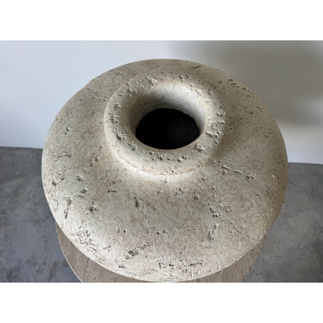 Sculpture Materials 1980s Postmodern Organic Textured White Plaster Vase For Sale - Image 7 of 11