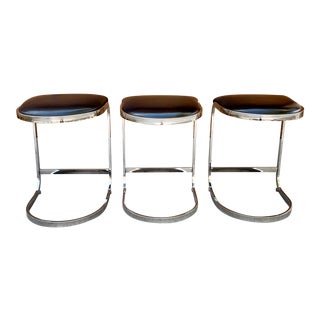 1970’s Milo Baughman Cantilever Counter Stools - Set of 3 For Sale
