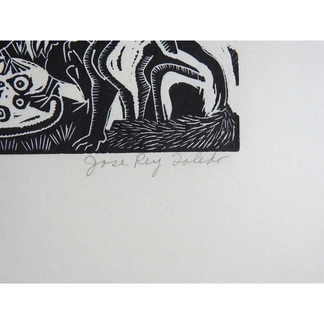 Vintage mid 20th century woodcut on thin paper by Jose Rey Toledo (1915-1994) Native American, Jemez Pueblo, New Mexico....
