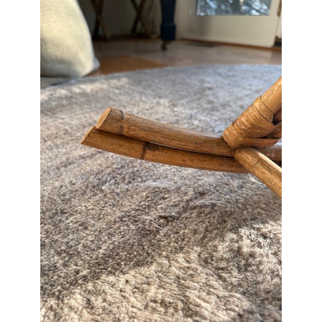 Tan Franco Albini Style Vintage Rattan & Bamboo Rocking Horse, Italy, C. 1960s For Sale - Image 8 of 10