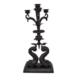 Huge Rare Maitland Smith Bronze Candelabra With Dolphins Candle Holders For Sale