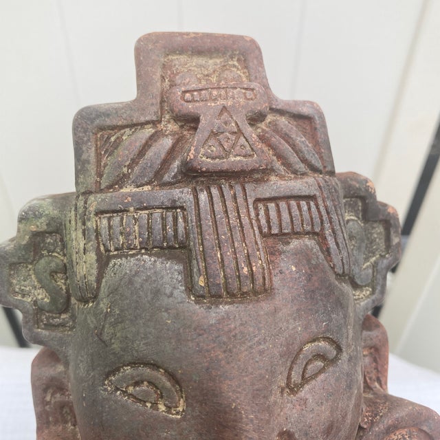 An impressive Pre-Columbian style figure from the mid-20th century, crafted in homage to ancient Mesoamerican art. The...