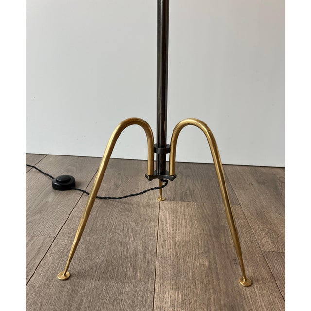 Brass 1960s Mid-Century Modern Gun Metal and brass designer floor lamp For Sale - Image 8 of 12