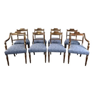 Set of 8 19th Century Solid Mahogany Turned Leg Dining Chairs For Sale