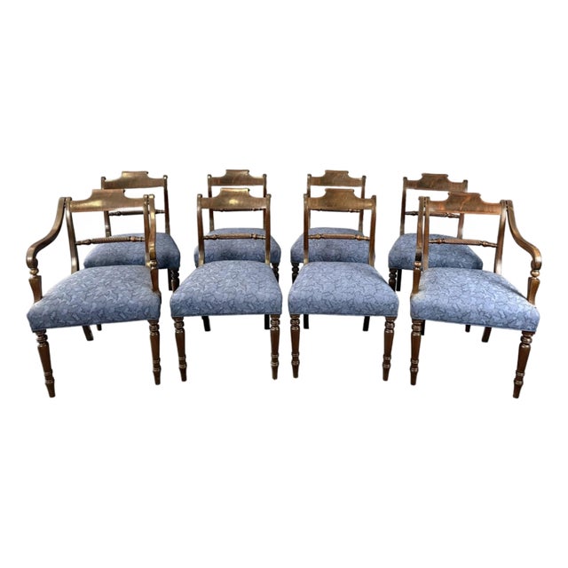 Set of 8 19th Century Solid Mahogany Turned Leg Dining Chairs For Sale