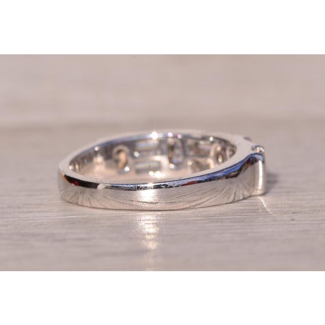 Metal The Doubler: Double Row Baguette and Round Natural Diamond Band in Platinum For Sale - Image 7 of 11