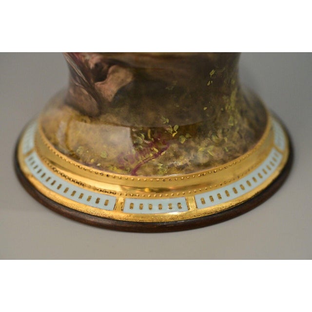 Royal Vienna Antique Original Artist Signed Franz Dorfl Dice Throwers Figurative Hand Painted Enamel Jeweled Porcelain Vase For Sale - Image 9 of 12