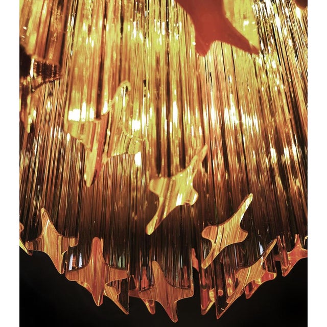 Modern Quadriedri Glass Chandelier with 60 Amber Prism Quadriedri, 1990s For Sale - Image 3 of 18