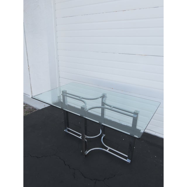 Hollywood Regency Chrome Glass Top Dining Table 6430 For Sale - Image 13 of 18