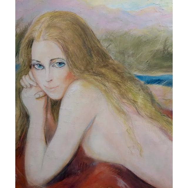 1970s 1970s Vintage "Nude Blonde Laying on a Outdoor Field" Painting by Sheldon C Schoenberg For Sale - Image 5 of 11
