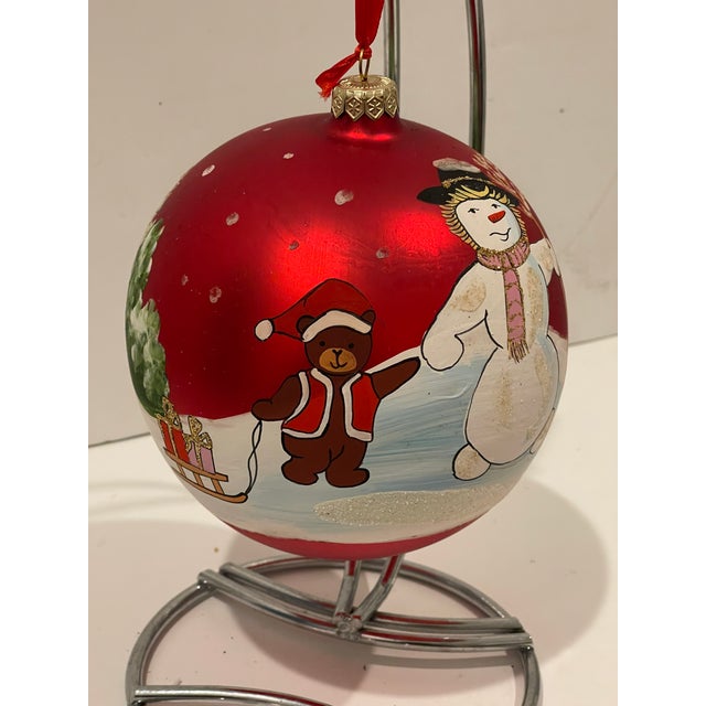Vintage made in an old European tradition of glass blowing, 6” large mercury glass Christmas ornament ball.
