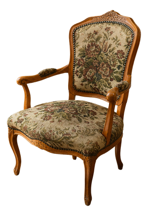 Louis XV Style Floral Tapestry Armchair with Carved Wood Frame, 1950s