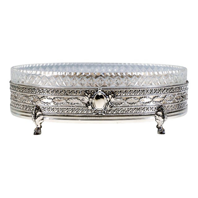 Art Nouveau Silver Jardiniere with Glass Insert by J. C. Klinkosch, 1900 For Sale