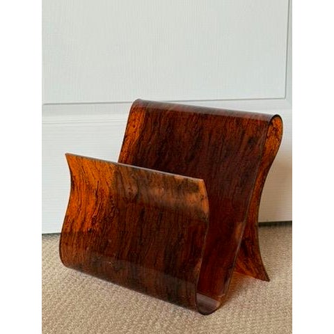 Very Rare Vintage 1970's Mid Century Modern Free Form Magazine Rack in Faux Tortoiseshell Lucite / Plexiglass For Sale - Image 9 of 18