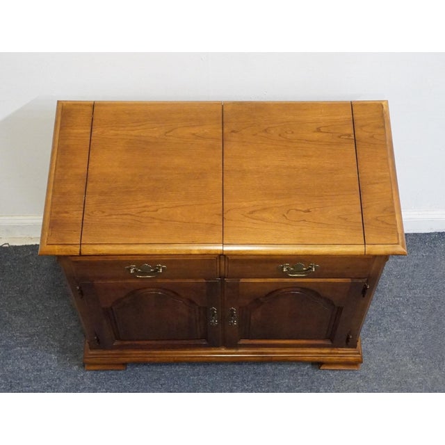 Late 20th Century Stanley Furniture Solid Cherry Traditional Style 55" Flip Top Server Buffet For Sale - Image 5 of 18