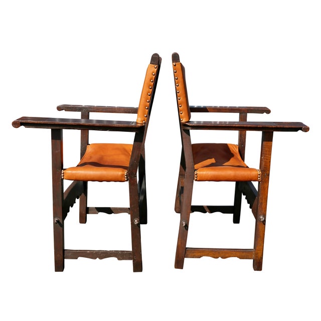 Brown Spanish Baroque Walnut Armchairs - a Pair For Sale - Image 8 of 13