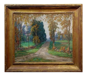 Samuel Harkness McCrea -Road to Stamford,CT - Impressionist Landscape -Oil Painting C.1913