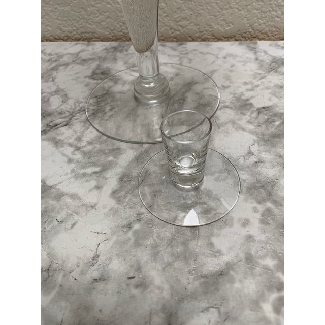 1990s Vintage Large Etched Glass Hurricane Vessel or Vase For Sale - Image 5 of 11