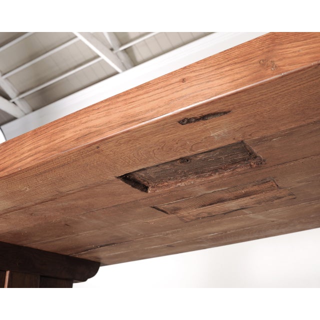 Country French Oak Refectory Farmhouse Trestle Dining Table 8 Ft. For Sale - Image 14 of 17