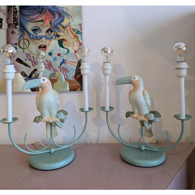 A bit of 80s Florida style : We have 11 of these fun toucan lamps: but this listing is for ONE. They're brand new unused...