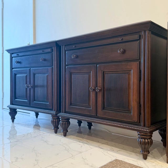 Late 20th Century Kincaid Solid Wood Oversized Bedside Chests / Nightstands, Pair For Sale - Image 4 of 9