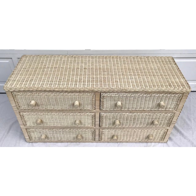 Vintage Wicker Rattan 6 Drawer White Dresser Chairish