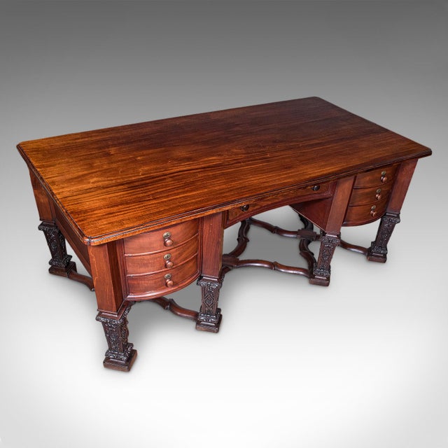 Antique Partner's Desk, English, Bureau Mazarin, Louis XIV Revival, Victorian For Sale - Image 6 of 12