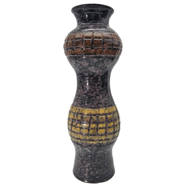 Purple Mid-Century Italian Studio Pottery Brutalist Volcanic Glaze Lava Floor Vase 14" For Sale - Image 8 of 12