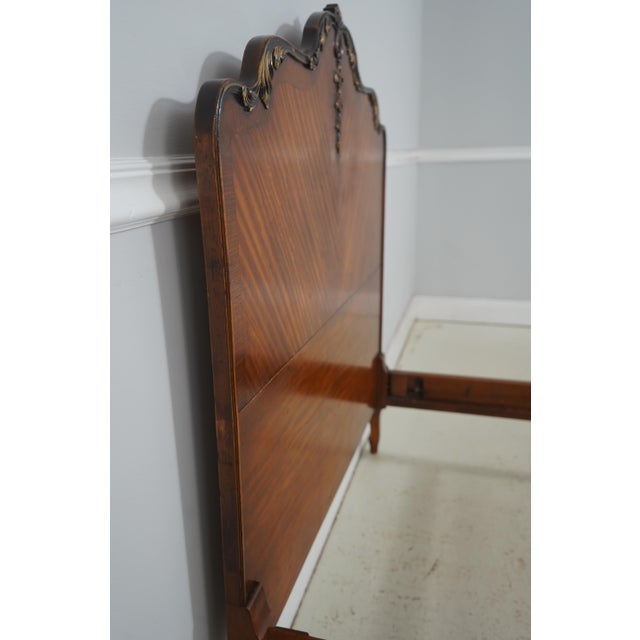 Pair of French Style Marquetry Inlaid Satinwood Twin Beds For Sale - Image 4 of 16