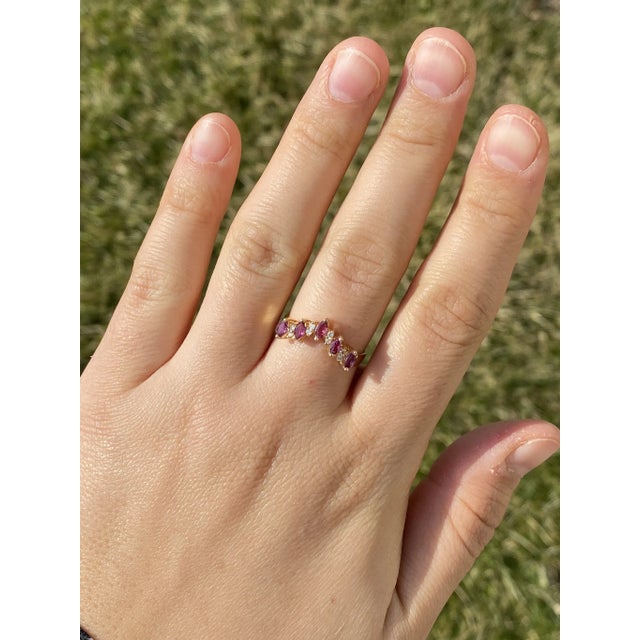 The Beal Lane: Ladies 14K Angled Band set with Rubies and Diamonds For Sale - Image 9 of 10