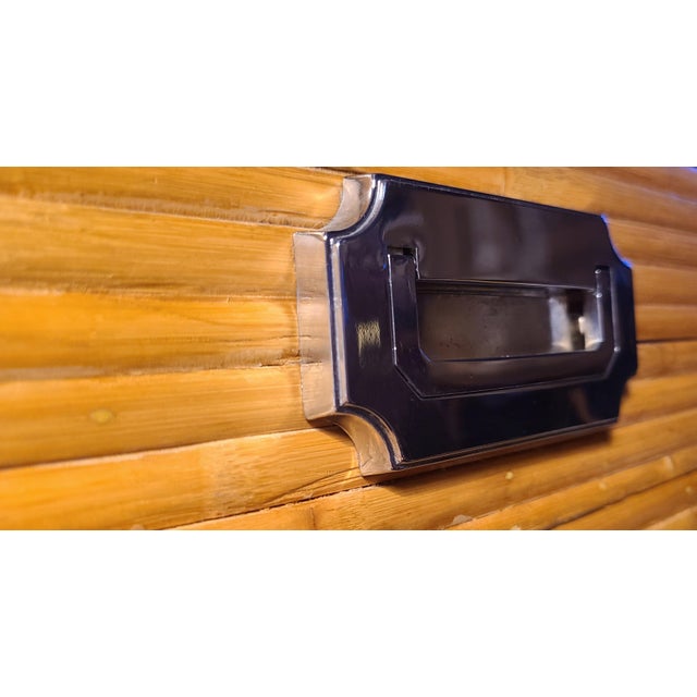 1990s Rare Rattan & Chrome Chest With Geometric Design Attributed to Milo Baughman for Thayer Coggin For Sale In Detroit - Image 6 of 16