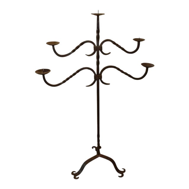 19th Century French Iron Candelabra For Sale