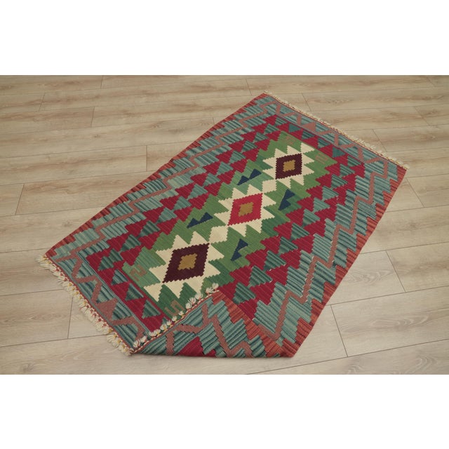 1960s Tribal Style Geometric Design Handmade Oushak Kilim Rug For Sale - Image 10 of 12