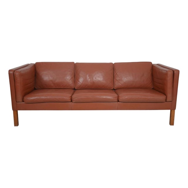 2333 Three-Seater Sofa in Cognac Leather by Børge Mogensen, 1990s For Sale