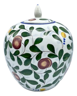 Vintage Hand Painted Plum Design Chinese Porcelain Ginger Jar