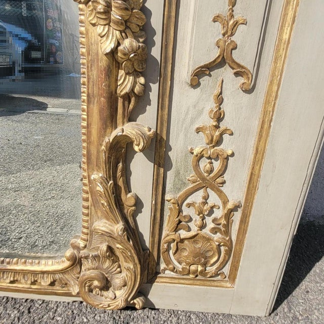 Large Louis XV Gilt and Lacquered Wood Trumeau, 19th Century For Sale - Image 9 of 18