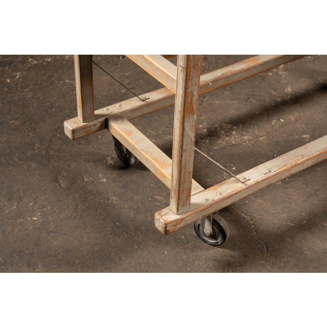 Early 20th Century Industrial Wood Rolling Drying Rack With Steel Hardware For Sale - Image 9 of 9