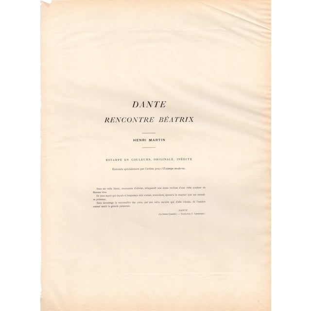 Henri Martin, Dante Meets Beatrix, 1898, Lithograph For Sale - Image 6 of 9