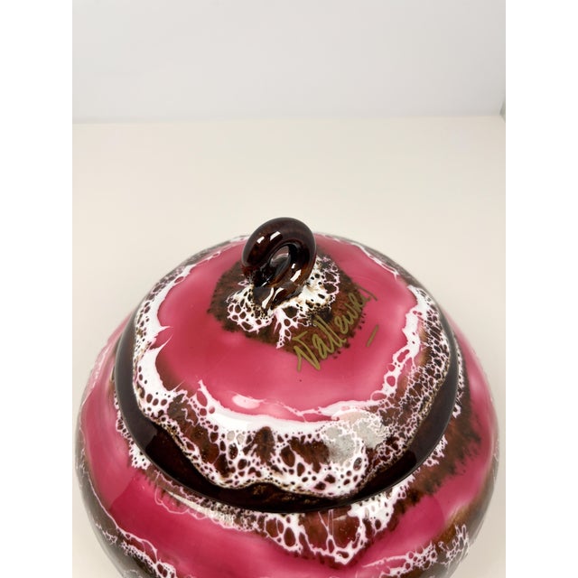 Ceramic Mid 20th Century Vallauris Ceramic Pottery Dish With Lid With Fat Lava Glaze Technique For Sale - Image 7 of 12