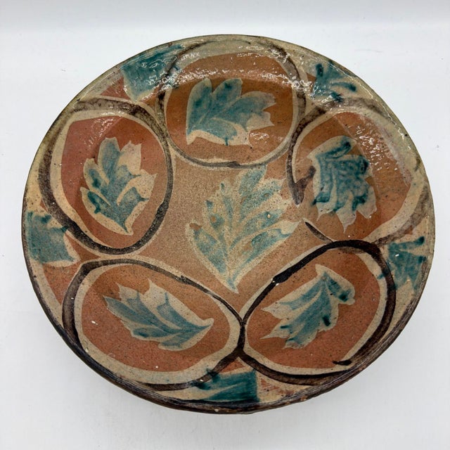 19th Century Spanish Glazed Terracotta Lebrillo Bowl With Leaf Motif - 10.5" For Sale - Image 16 of 17