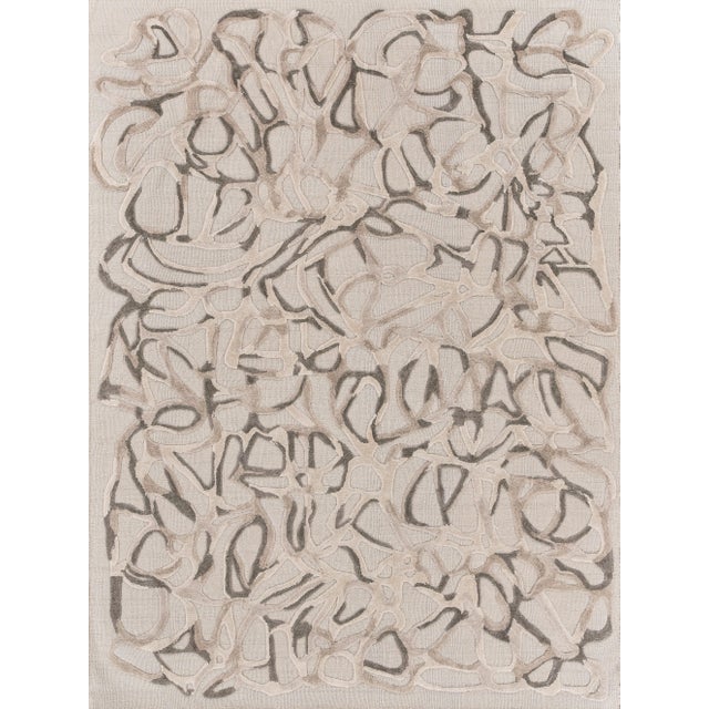 Exquisite Rugs Goudy Handmade New Zealand Wool & Bamboo Silk Light Silver Rug-12'X15' For Sale